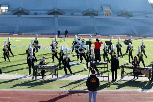 The Pride of the Tribe marches at contest at Lowrey Field in Lubbock on October 19. The band made a Division I.