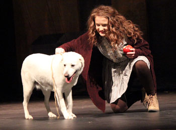 A girl and her dog--
Sophomore Phiona Hiebert as Annie with Sandy the dog.