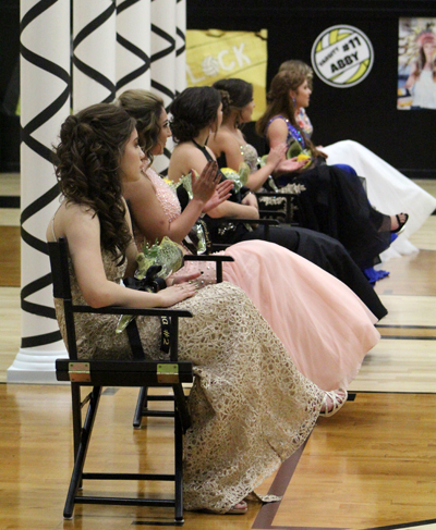 Court in session--
Homecoming court representatives watch the pep rally on Sept. 21.