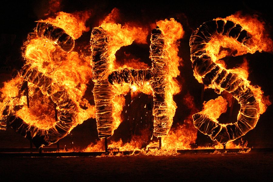 Burn, baby, burn--The homecoming bonfire letters go up in flames at Gaines County Park on Sept. 29.