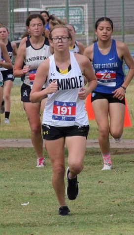 Regional qualifier--
Junior Melanie Johnson takes eighth in district on Oct. 10 in Andrews to qualify for region. She ran the course in 14:05.6.