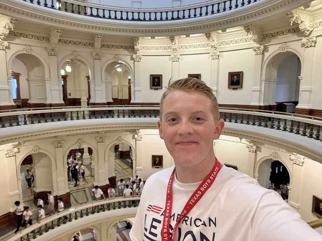 Learning leadership--
Senior Owen Adam tours the Capitol during summer leadership camp in June. Adam was selected for Texas Boys State which is sponsored by the American Legion.