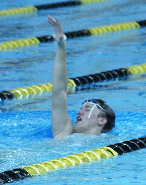 Backstroke work--
Sophomore Austin Peters, a member of the state-qualifying relay last season, extends during practice on Oct. 30. Peters was on the 200-yard and 400-yard relays at the Pecos meet which scored 28 team points.