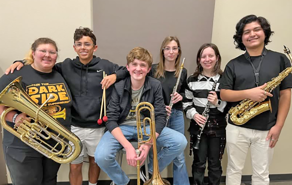 Area band members--Six students will perform at the all-region band concert on Jan. 25, after five try out for all-state band on Jan. 11. They include ophomore Mikayla Bush, sophomore Maddox Savage, sophomore Jaxon Hand, junior Julie Rezac, junior Aleigha McNair, sophomore Jorge Miranda.