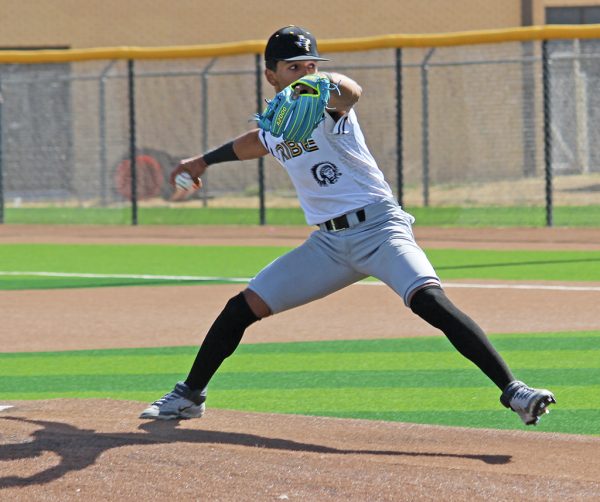 On the mound--Senior pitcher Obed Reyes Salazar takes the mound in the Indian scrimmage versus West Plains on Feb. 15.