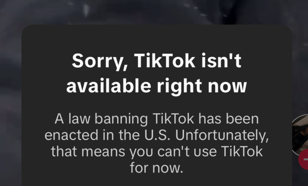 Grim message--TikTok users were greeted with the following message around 10 p.m. on Jan. 18. A 12-hour black out left users deleting the app and mourning its loss.